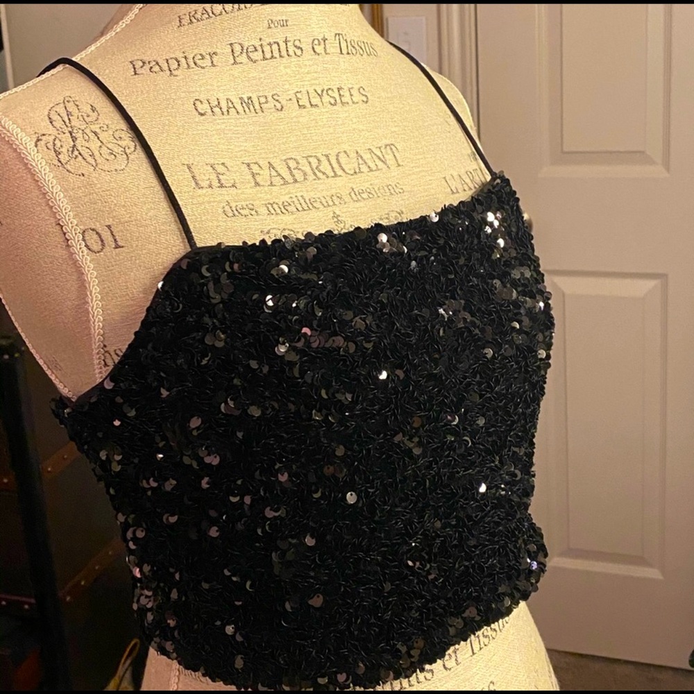 H&M Black Glitter Brami Cropped Tank